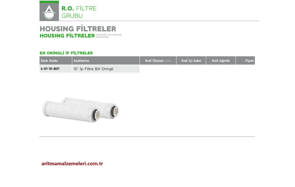 10'' İp Filtre BX Oringli