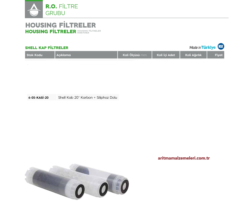 Shell Kab 20'' Karbon + Siliphos Dolu Filtre