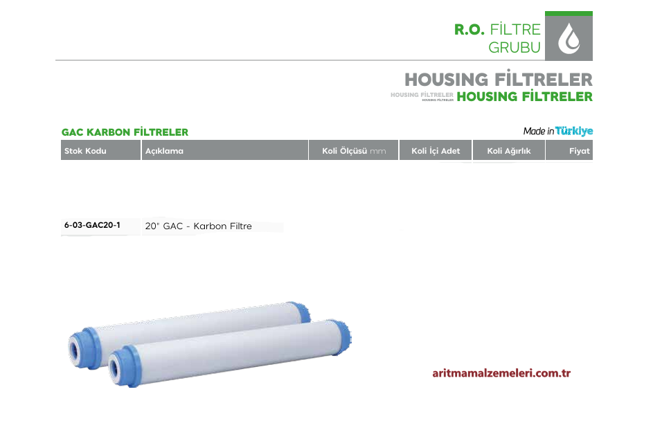 20'' GAC Karbon Filtre