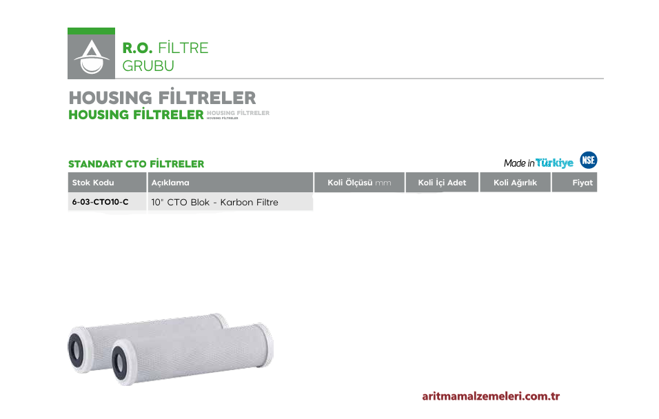 10'' CTO Blok Karbon Filtre