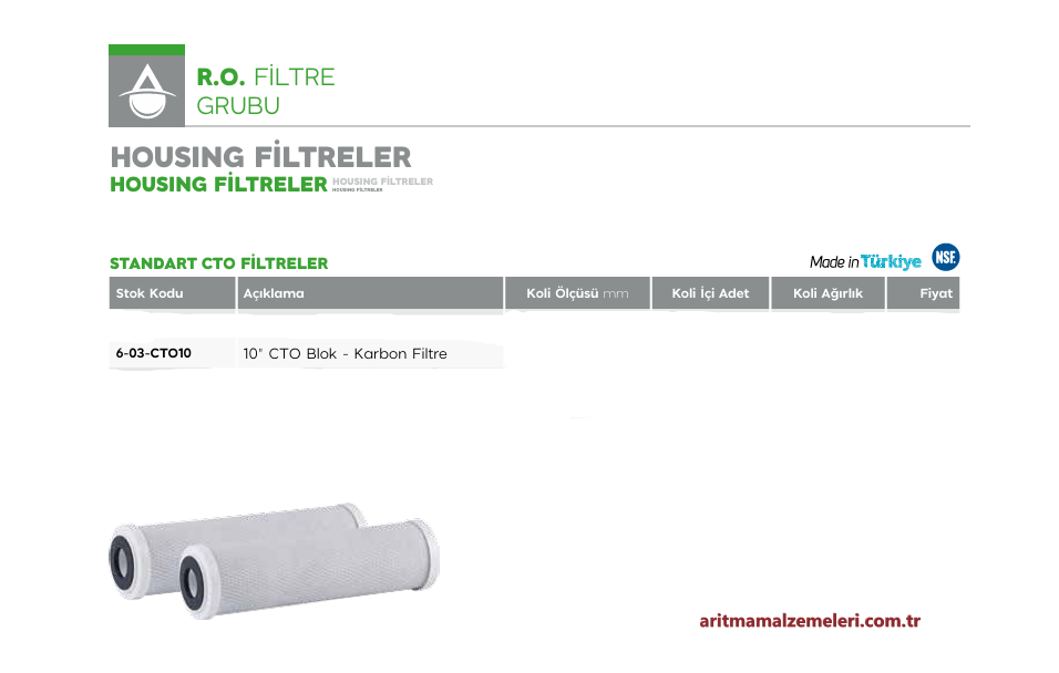 10'' CTO Blok Karbon Filtre