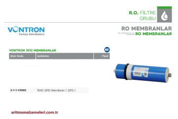Vontron Marka 1000 Gpd  (3213) Membran Filtre