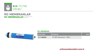 RO Membran (1812) 75 Gpd Filtre