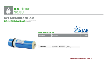Star Marka Membran (3012) 300 Gpd Filtre