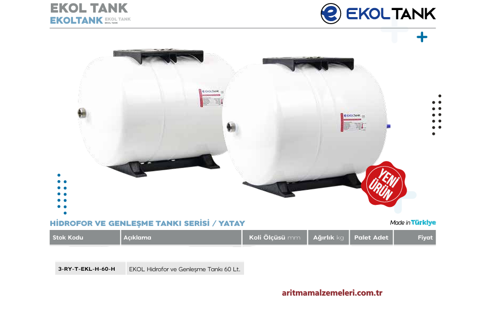 Ekol 60 Litre Yatay Tip Hidrofor ve Genleşme Tankı