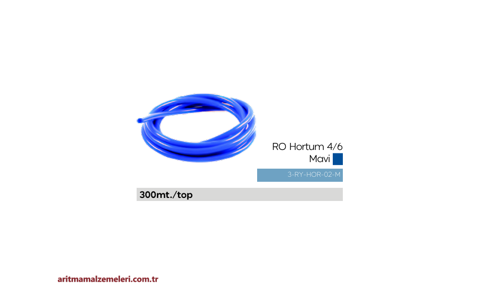 6'lık Su Arıtma Cihazı Hortumu Mavi Renkli 300 metre