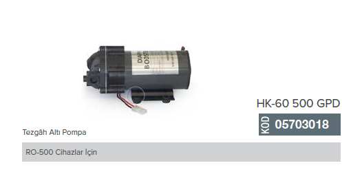 Su Arıtma Cihazı Pompası _ HK-60 Pompa  500 Gpd Cihazlarda