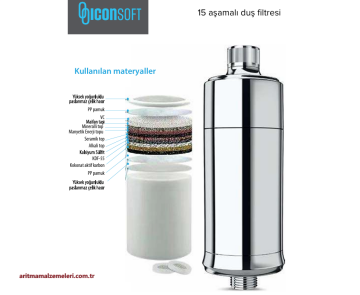 ıconsoft 15 Aşamalı Duş Filtresi (Yanında Yedek Filtresi ile beraber)