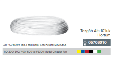 Tezgah Altı 10'luk Hortum 3/8'' 150 Metre Top olarak