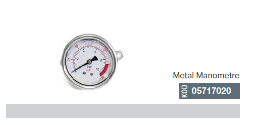 Su Arıtma Cihazı 16 Bar Gliserinli Arkadan Bağlantılı Metal Manometre _ 05717020