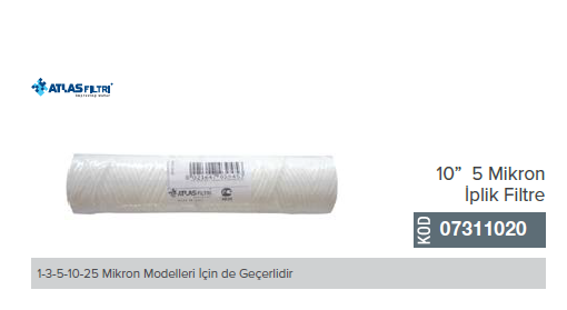 ATLAS Marka, 10'' 1-5-10-25 Mikron Modeller için İplik Filtre _ 07311020