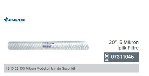 ATLAS Marka, 20'' 5 Mikron İplik Filtre _ 07311045