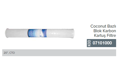 20'' CTO Coconut Bazlı Blok Karbon Kartuş Filtre _ 07101000