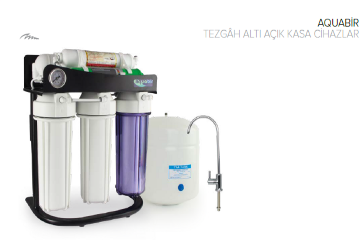 Aquabir Açık Kasa Standlı-Manımetreli 3.2 Galon (12 Litre) 6A-WOP Pompasız Su Arıtma Cihazı_70120005