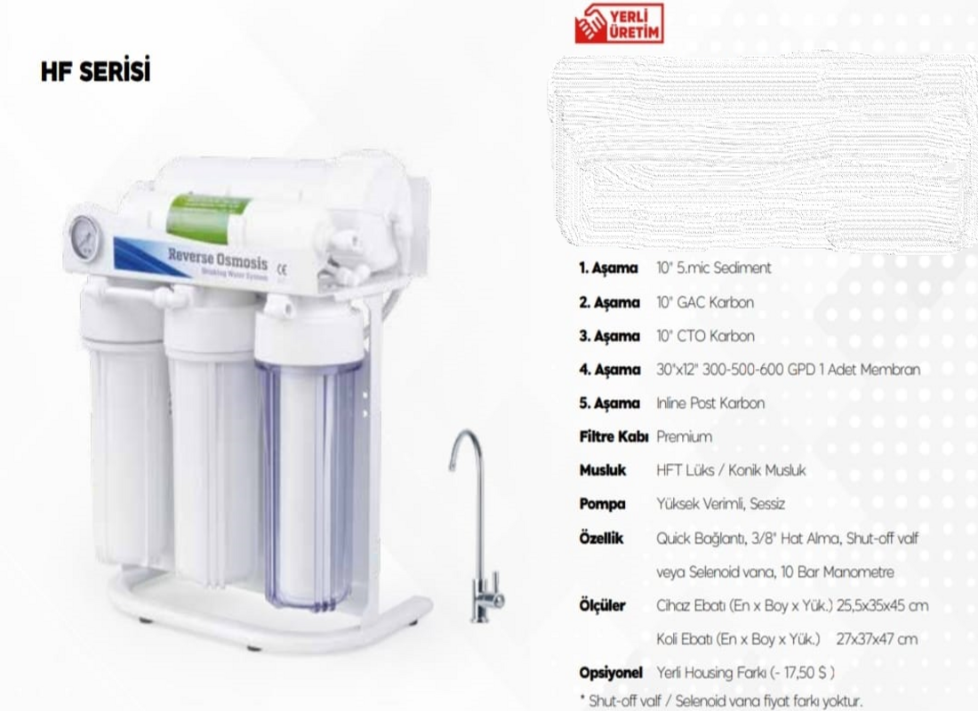 Truva Arıtma AquaTürk 5 Aşamalı 10'' Tip 500 Gpd Su Arıtma Cihazı
