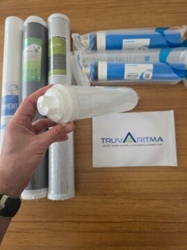 20'' Endüstriyel Tip Sedimend, GAC, CTO Karbon Filtreler + 2x100 GPD Membran, 12'' Post Karbon Filtre(Çubuklu)