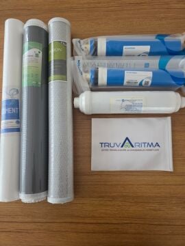 20'' Endüstriyel Tip Sedimend, GAC, CTO Karbon Filtreler + 2x100 GPD Membran, 12'' Post Karbon Filtre(Çubuklu)