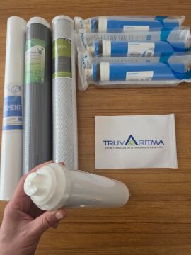 20'' Endüstriyel Tip Sedimend, GAC, CTO Karbon Filtreler + 3x100 GPD Membran, 12'' Post Karbon Filtre (Çubuklu)