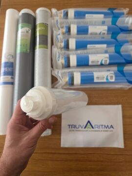 20'' Endüstriyel Tip Sedimend, GAC, CTO Karbon Filtreler + 5x100 GPD Membran, 12'' Post Karbon Filtre (Çubuklu)