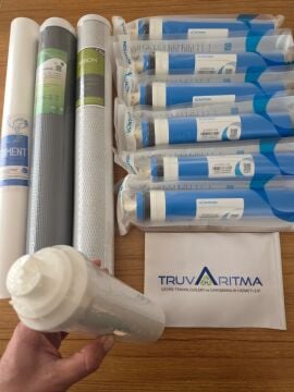 20'' Endüstriyel Tip Sedimend, GAC, CTO Karbon Filtreler + 6x100 GPD Membran Filtre, 12'' Post Karbon Filtre (Çubuklu)