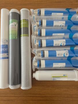 20'' Endüstriyel Tip Sedimend, GAC, CTO Karbon Filtreler + 6x100 GPD Membran Filtre, 12'' Post Karbon Filtre (Çubuklu)