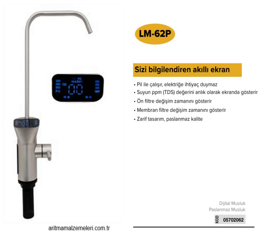 Su Arıtma Cihazı Musluğu LM-62P Dijital Musluk   05702062