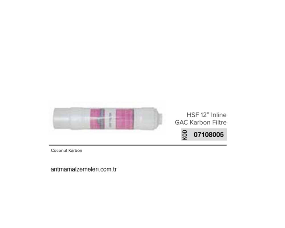 HSF 12'' inline GAC Coconut Karbon Filtre   07108005