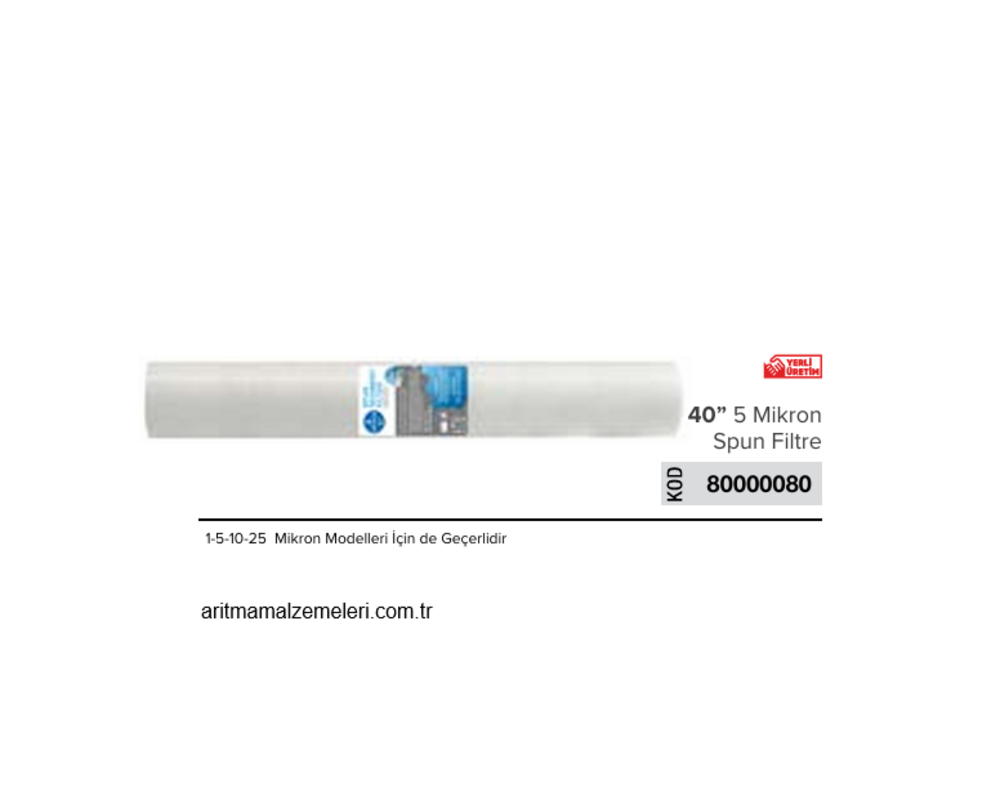 40'' 1-5-10-25 Mikron Modeller için Spun Sediment Filtre   80000080