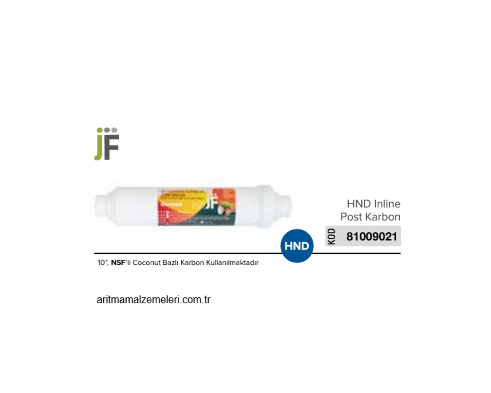 HND (Çubuklu) NSF'li Coconut Bazlı inline Post Karbon Filtre   81009021