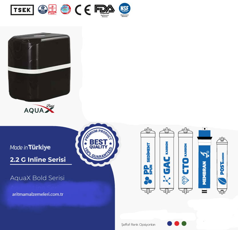 Aquaturk AquaX Bold Serisi 3-05-AX-B Şeffaf Pompasız Su Arıtma Cihazı