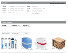 Aquaturk Stratos Serisi 8 Litre'lik (2.2 Galon) Şeffaf Renkli Pompalı Su Arıtma Cihazı