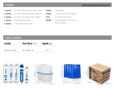 Aquaturk Atlantis Serisi 8 Litre'lik (2.2 Galon) Mat Renkli Pompalı Su Arıtma Cihazı