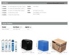 Aquaturk Stil Max Serisi 12 Litre'lik (3.2 Galon) Mat Renkli Pompasız Su Arıtma Cihazı