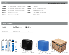 Aquaturk Stil Max Serisi 12 Litre'lik (3.2 Galon) Mat Renkli Pompalı Su Arıtma Cihazı