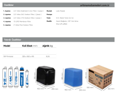 Aquaturk Stil V Serisi 12 Litre'lik (3.2 Galon) Mat Renkli Pompasız Su Arıtma Cihazı