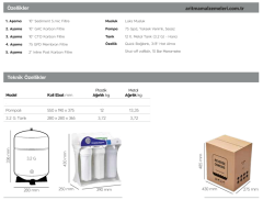 Ecoplus Pro Yerli Marka Pompalı 5 Aşamalı 12 Litre Tanklı Plastik Braketli Su Arıtma Cihazı