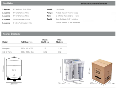 Ecoplus Pro Yerli Marka Pompalı 5 Aşamalı 12 Litre Tanklı Metal Braketli Su Arıtma Cihazı