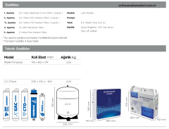 Aquaturk Aquaglass Serisi Yerli Marka Pompasız 5 Aşamalı 8 Litre Tanklı Plastik Kapaklı Su Arıtma Cihazı