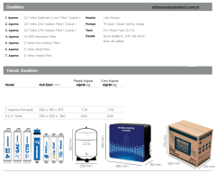 Aquaturk Aquaglass Large Serisi Yerli Marka Pompalı 7 Aşamalı 8 Litre Tanklı Plastik Kapaklı Su Arıtma Cihazı