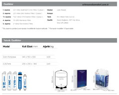 Aquaturk Aqua Slim Serisi Yerli Marka Pompasız 5 Aşamalı 8 Litre Tanklı Cam Kapaklı Su Arıtma Cihazı