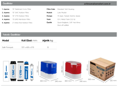 Aquaturk Safir Housing Serisi Pompalı Yerli Ürün 5 Aşamalı 12 Litre Tanklı Su Arıtma Cihazı