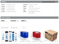 Aquaturk Prizma Housing Serisi Pompalı Yerli Ürün 5 Aşamalı 12 Litre Tanklı Su Arıtma Cihazı