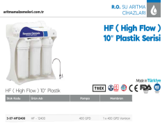 Aquaturk HF-12400  10'' Plastik Serisi 400 Gpd Pompalı 5 Aşamalı Direk Akış Su Arıtma Cihazı