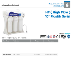 Aquaturk HF-12600  10'' Plastik Serisi 600 Gpd Pompalı 5 Aşamalı Direk Akış Su Arıtma Cihazı
