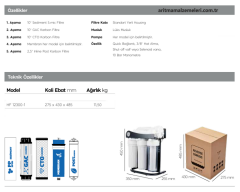 Aquaturk HF-12300-1  10'' Metal Serisi 300 Gpd Pompalı 5 Aşamalı Direk Akış Su Arıtma Cihazı