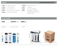 Aquaturk HF-12400  10'' Metal Serisi 400 Gpd Pompalı 5 Aşamalı Direk Akış Su Arıtma Cihazı