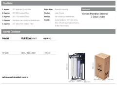 Aquaturk HF-600 20'' Endüstriyel Model 600 Gpd Su Arıtma Cihazı