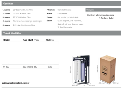 Aquaturk HF-900 Vontron Membranlı 20'' Endüstriyel Model 900 Gpd Su Arıtma Cihazı