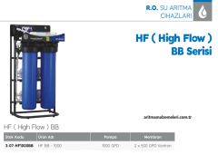 HF BB-1000 Serisi 20'' Endüstriyel Model Direk Akış 1000 Gpd Su Arıtma Cihazı