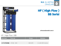 HF BB-1200 Serisi 20'' Endüstriyel Model Direk Akış 1200 Gpd Su Arıtma Cihazı